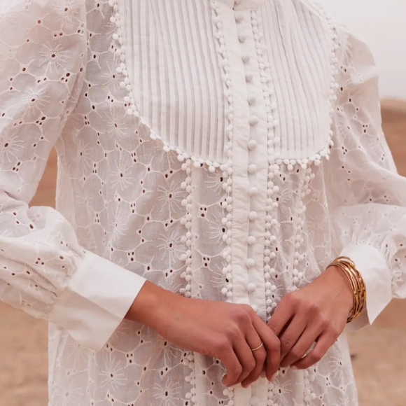 NWT CHOKLATE PARIS Embroidered Cotton Shirt Dress - Picture 3 of 4